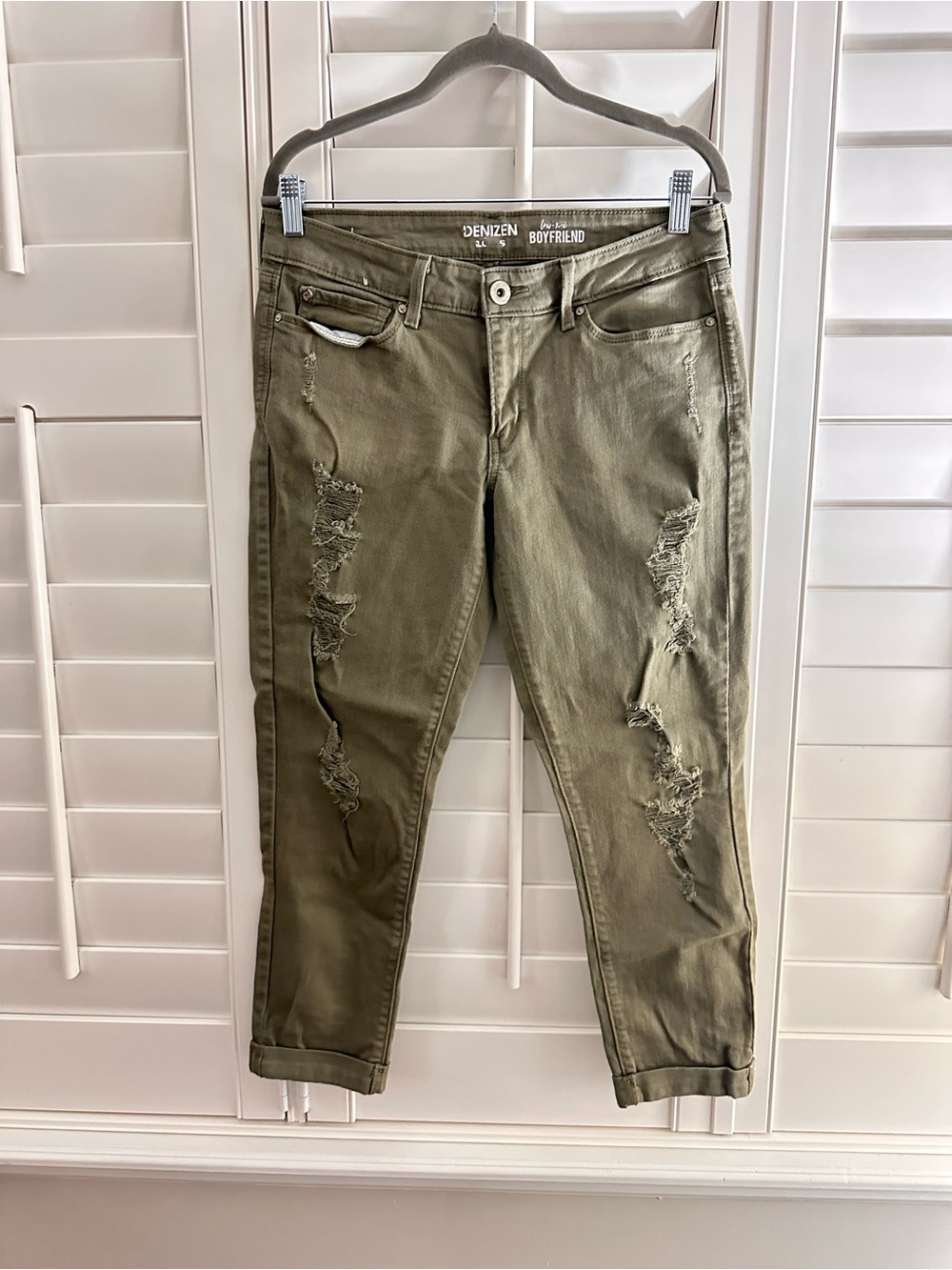 Denizen from Levi's Olive Green Distressed Boyfriend Jeans